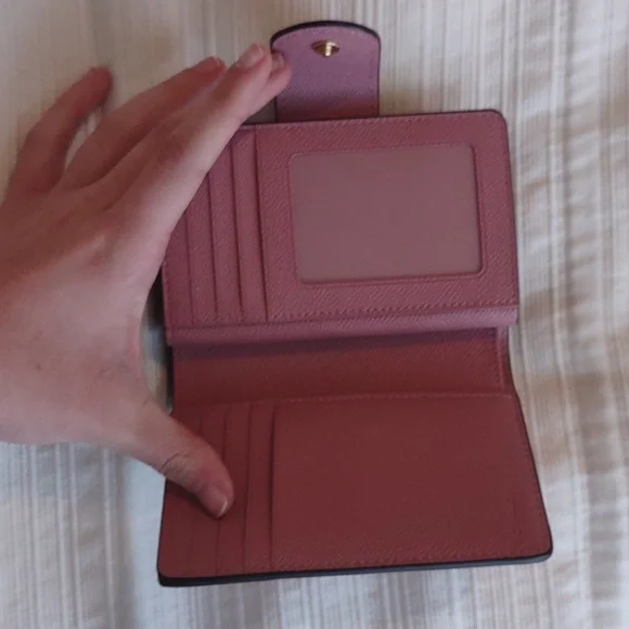 Coach Medium Corner Zip Wallet, Pink Leather Wallet - Picture 2 of 4